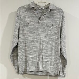 Rowm - m, knit long sleeve with collar, pockets, textured